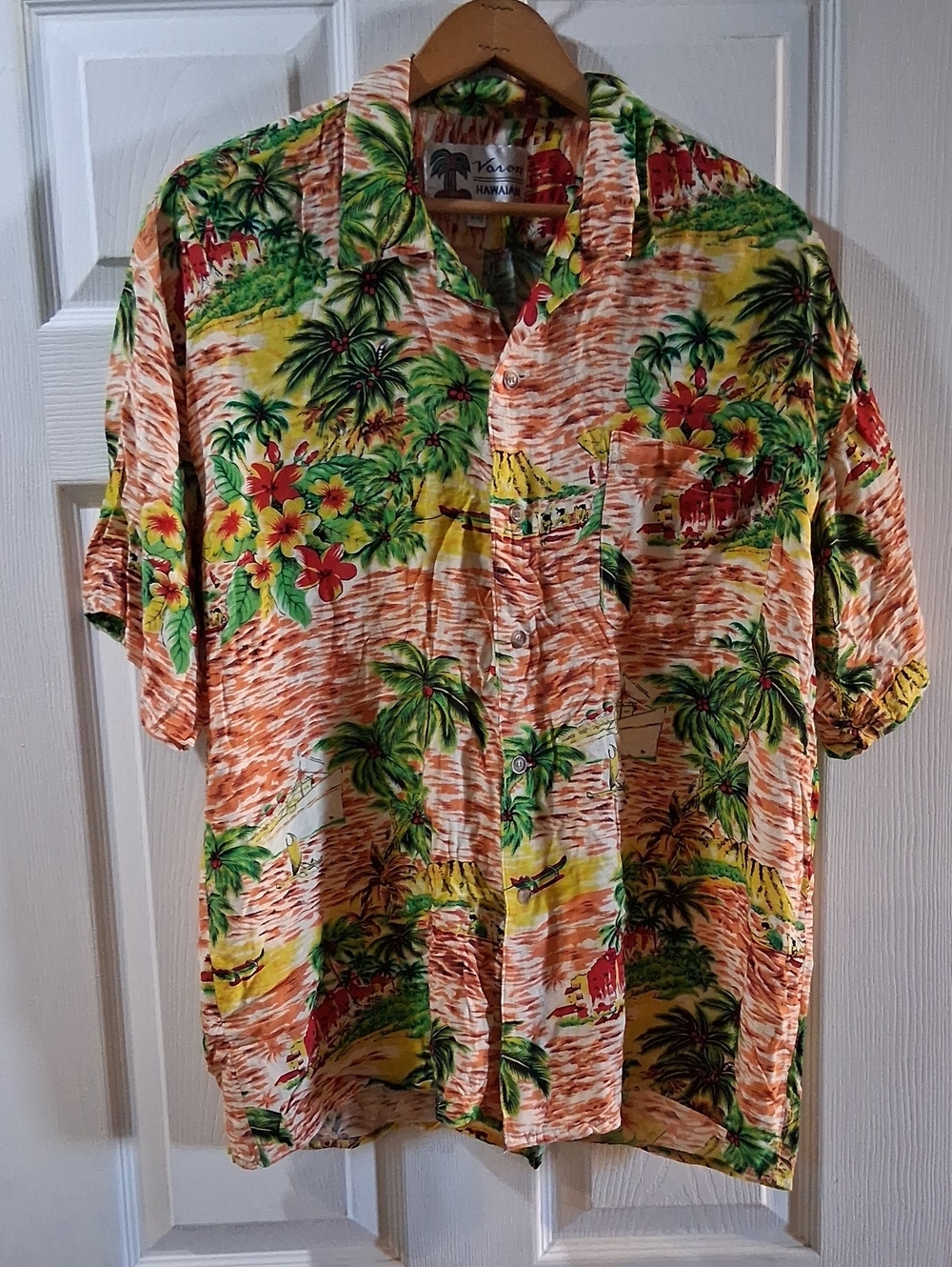 Tropical Camp Shirt in Orange, Green and Yellow